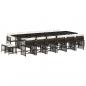 Preview: 17-tlg. Garten-Essgruppe mit Kissen Braun Poly Rattan