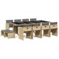 Preview: 13-tlg. Garten-Essgruppe mit Kissen Beigemischung Poly Rattan