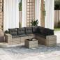 Preview: ARDEBO.de - 7-tlg. Garten-Sofagarnitur mit Kissen Hellgrau Poly Rattan