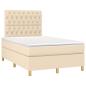 Preview: Boxspringbett mit Matratze & LED Creme 120x190 cm Stoff