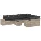 Preview: 10-tlg. Garten-Sofagarnitur mit Kissen Hellgrau Poly Rattan