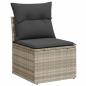 Preview: 10-tlg. Garten-Sofagarnitur mit Kissen Hellgrau Poly Rattan