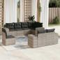 Preview: ARDEBO.de - 8-tlg. Garten-Sofagarnitur mit Kissen Hellgrau Poly Rattan