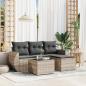 Preview: ARDEBO.de - 5-tlg. Garten-Sofagarnitur mit Kissen Hellgrau Poly Rattan