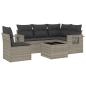 Preview: 6-tlg. Garten-Sofagarnitur mit Kissen Hellgrau Poly Rattan