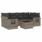 Preview: 7-tlg. Garten-Sofagarnitur mit Kissen Hellgrau Poly Rattan