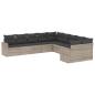 Preview: 10-tlg. Garten-Sofagarnitur mit Kissen Hellgrau Poly Rattan