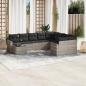 Preview: ARDEBO.de - 10-tlg. Garten-Sofagarnitur mit Kissen Hellgrau Poly Rattan