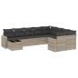 Preview: 10-tlg. Garten-Sofagarnitur mit Kissen Hellgrau Poly Rattan