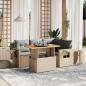 Preview: ARDEBO.de - 5-tlg. Garten-Sofagarnitur mit Kissen Beige Poly Rattan