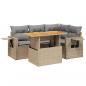 Preview: 5-tlg. Garten-Sofagarnitur mit Kissen Beige Poly Rattan
