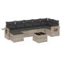 Preview: 8-tlg. Garten-Sofagarnitur mit Kissen Hellgrau Poly Rattan