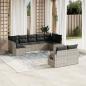 Preview: ARDEBO.de - 9-tlg. Garten-Sofagarnitur mit Kissen Hellgrau Poly Rattan