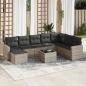 Preview: ARDEBO.de - 9-tlg. Garten-Sofagarnitur mit Kissen Hellgrau Poly Rattan
