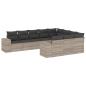 Preview: 10-tlg. Garten-Sofagarnitur mit Kissen Hellgrau Poly Rattan