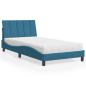 Preview: ARDEBO.de - Bett mit Matratze Blau 100x200 cm Samt