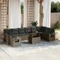 Preview: ARDEBO.de - 11-tlg. Garten-Sofagarnitur mit Kissen Grau Poly Rattan