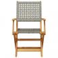 Preview: Gartenstühle 4 Stk. Klappbar Grau Poly Rattan & Massivholz
