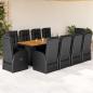 Preview: ARDEBO.de - 11-tlg. Garten-Essgruppe mit Kissen Schwarz Poly Rattan
