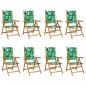 Preview: Gartenstühle Verstellbar 8 Stk. Grün Stoff und Massivholz