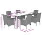 Preview: 7-tlg. Garten-Essgruppe mit Kissen Beige Poly Rattan und Glas