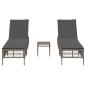 Preview: Sonnenliegen 2 Stk. mit Tisch Grau Poly Rattan