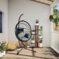 Preview: Hängesessel Ei-Design mit Ständer Hellgrau Rattan und Stahl