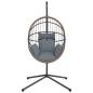 Preview: Hängesessel Ei-Design mit Ständer Hellgrau Rattan und Stahl
