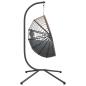 Preview: Hängesessel Ei-Design mit Ständer Hellgrau Rattan und Stahl