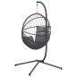 Preview: Hängesessel Ei-Design mit Ständer Hellgrau Rattan und Stahl