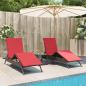 Preview: ARDEBO.de - Sonnenliegen 2 Stk. mit Tisch Braun Poly Rattan