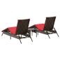 Preview: Sonnenliegen 2 Stk. mit Tisch Braun Poly Rattan