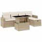 Preview: 6-tlg. Garten-Sofagarnitur mit Kissen Beige Poly Rattan