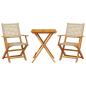 Preview: ARDEBO.de - 3-tlg. Bistro-Set Beige Poly Rattan und Massivholz