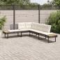 Preview: ARDEBO.de - Gartensofa in L-Form mit Kissen Schwarz Poly Rattan und Akazie