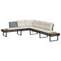 Preview: Gartensofa in L-Form mit Kissen Schwarz Poly Rattan und Akazie