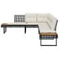 Preview: Gartensofa in L-Form mit Kissen Schwarz Poly Rattan und Akazie