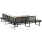 Preview: Gartensofa in L-Form mit Kissen Schwarz Poly Rattan und Akazie