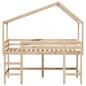 Preview: Hochbett mit Leiter und Dach 90x200 cm Massivholz Kiefer