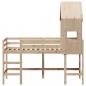 Preview: Hochbett mit Leiter und Dach 90x190 cm Massivholz Kiefer