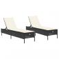Preview: Sonnenliegen mit Auflagen 2 Stk. Schwarz Poly Rattan