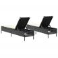 Preview: Sonnenliegen mit Auflagen 2 Stk. Schwarz Poly Rattan
