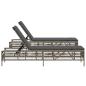 Preview: Sonnenliegen mit Auflagen 2 Stk. Grau Poly Rattan