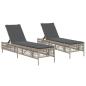Preview: Sonnenliegen mit Auflagen 2 Stk. Hellgrau Poly Rattan