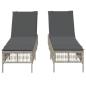 Preview: Sonnenliegen mit Auflagen 2 Stk. Hellgrau Poly Rattan