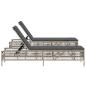 Preview: Sonnenliegen mit Auflagen 2 Stk. Hellgrau Poly Rattan