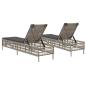 Preview: Sonnenliegen mit Auflagen 2 Stk. Hellgrau Poly Rattan