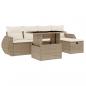 Preview: 6-tlg. Garten-Sofagarnitur mit Kissen Beige Poly Rattan