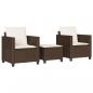 Preview: 3-tlg. Bistro-Set mit Kissen Braun Poly Rattan