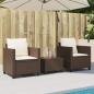 Preview: 3-tlg. Bistro-Set mit Kissen Braun Poly Rattan